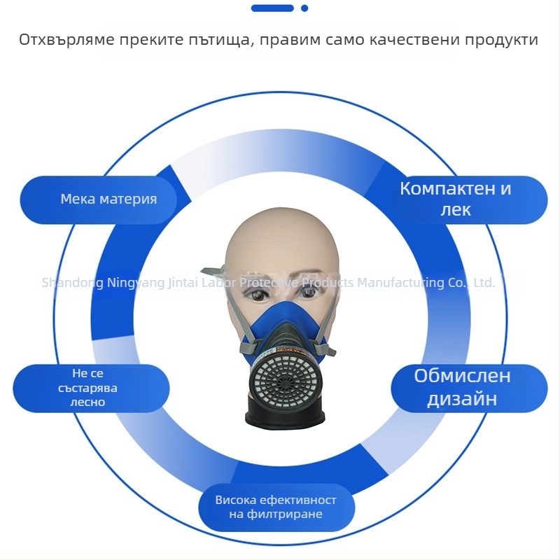 Модифицирана TPE газ маска за индустриална прахозащита 3001D (синя, бяла и сива) за боядисване и работа с химикали и пестициди