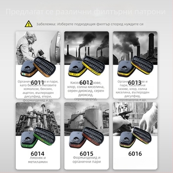 Газова маска с 6011 филтърна вата за заваряване, шлайфане, химическо пръскане и защита от прах и пестициди