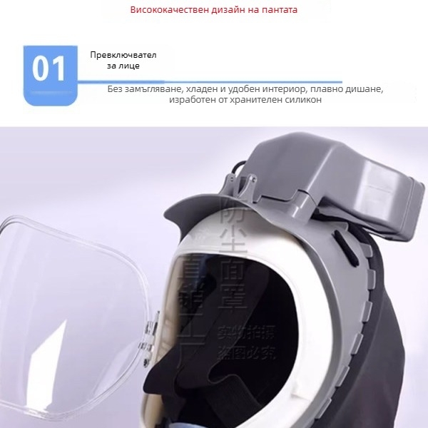 Прахозащитна маска с поддържан въздушен поток, напълно затворена за комбайни, индустриална маска за прах с вентилатор