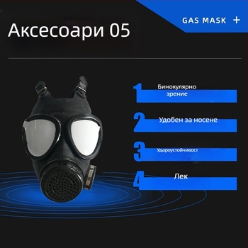 Комплект аксесоари за газова маска 05: силиконови части за прахозащита, лента за глава, крепеж за дихателен клапан и еластична лента