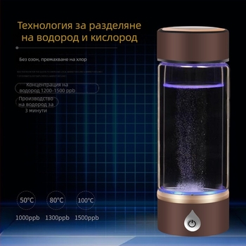 Стъклена чаша за вода, обогатена с водород, електролиза с отрицателни йони, интелигентно зареждане