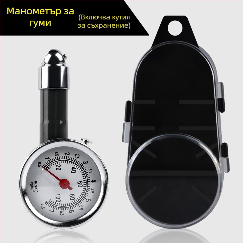 Високопрецизен манометър за налягането в автомобилните гуми със глава за надуване и надувателна дюза