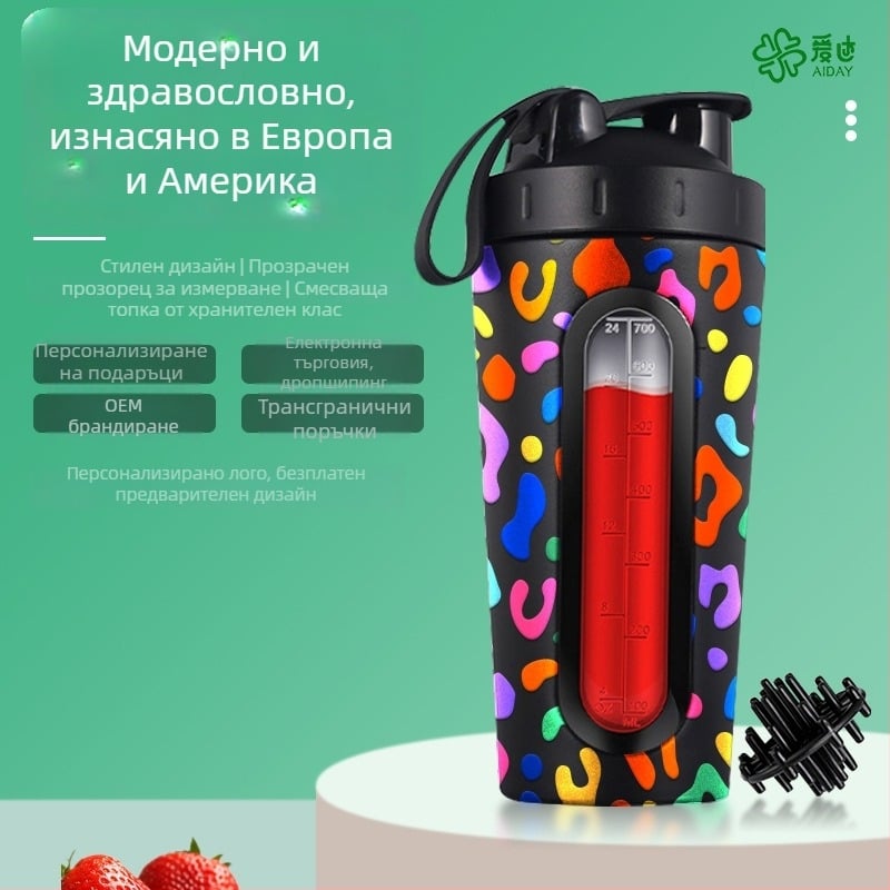 Нов модел чаша от неръждаема стомана със прозрачен прозорец за видимост, шейкър, портативна спортна чаша с голям капацитет и персонализирано лого