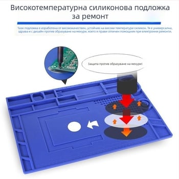 Магнитна изолационна работна подложка за ремонт на компютри и мобилни телефони, антистатична силиконова повърхност, устойчива на високи температури за разглобяване и запояване.