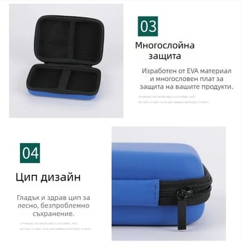 Портативна чанта за съхранение на слушалки и 3C цифрови устройства с EVA удароустойчива кутия и цип