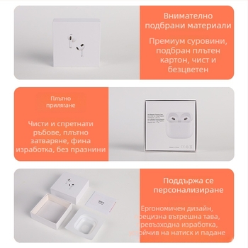 Неутрална кутия за Bluetooth слушалки AirPods, поколения 4 и 5, от сив картон