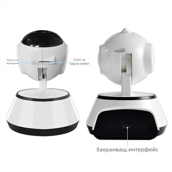 Безжична камера с Wi-Fi, дистанционно наблюдение през смартфон, HD мрежово видеонаблюдение със слот за SD карта, V380