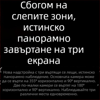 Qiaoan камера с три обектива 360° безжична за дистанционно наблюдение през мобилен телефон, външна и домашна употреба, нощно виждане, 4G