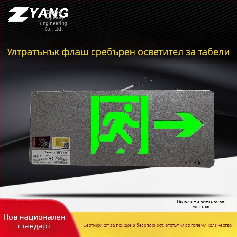 Метален ултра тънък вградим указател за аварийна евакуация с LED, 36V-220V