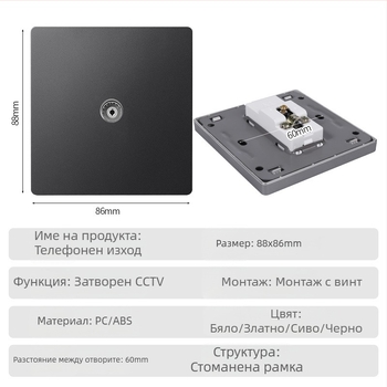 Keka 86 стенен скрит панел за CCTV телевизионен порт със гигабитен Ethernet и коаксиален ТВ порт