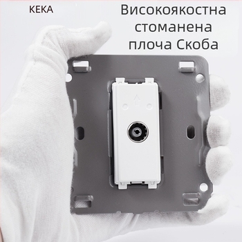 Keka 86 стенен скрит панел за CCTV телевизионен порт със гигабитен Ethernet и коаксиален ТВ порт