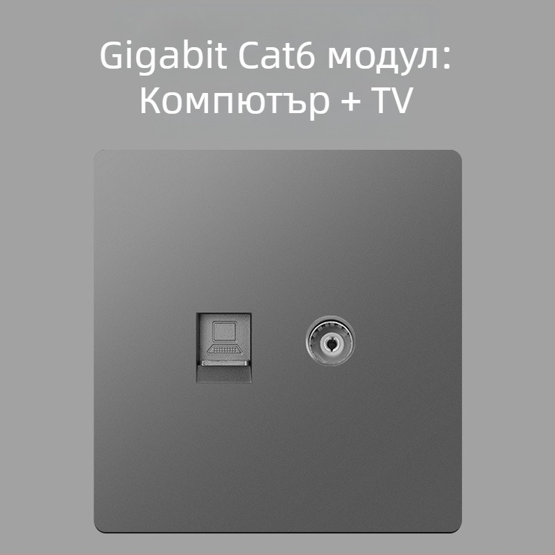 Keka 86 стенен скрит панел за CCTV телевизионен порт със гигабитен Ethernet и коаксиален ТВ порт