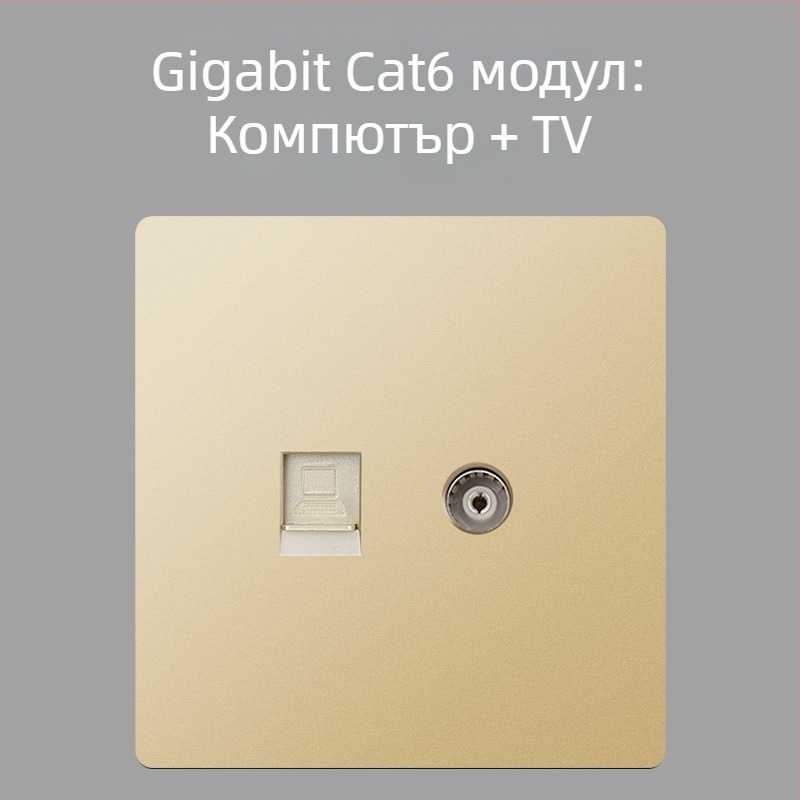 Keka 86 стенен скрит панел за CCTV телевизионен порт със гигабитен Ethernet и коаксиален ТВ порт