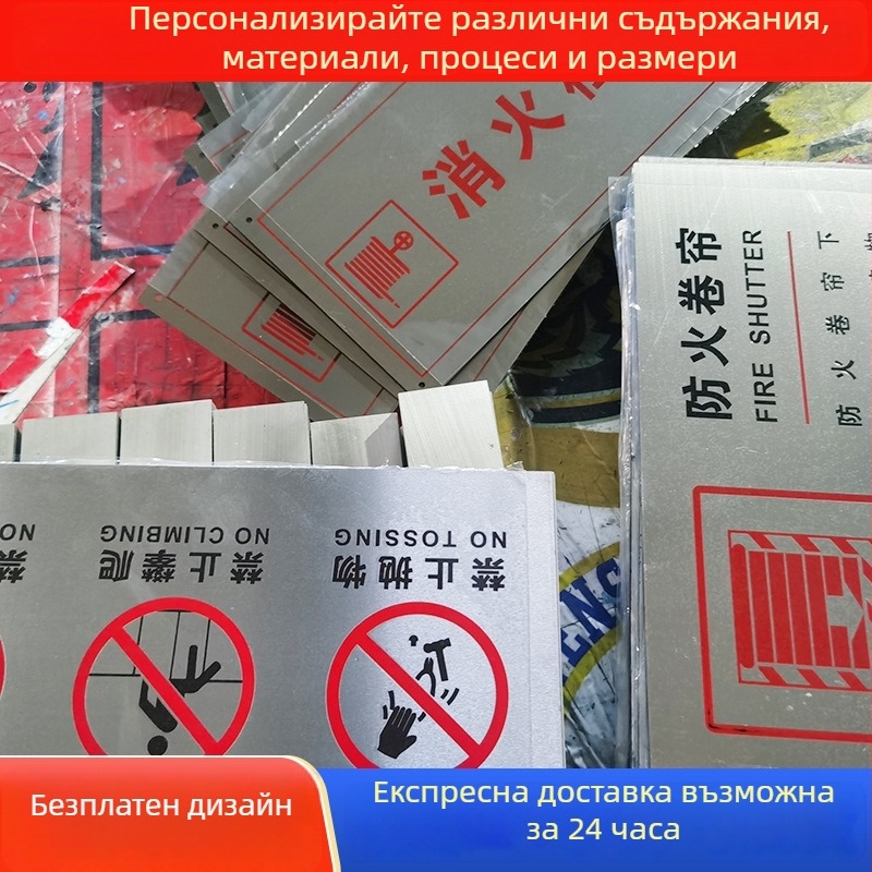 Знаци за пожарна безопасност от неръждаема стомана за хидрант и пожарогасител в обществени пространства