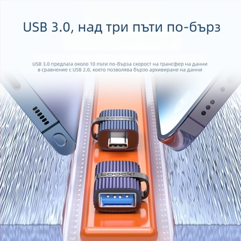 Toocki USB 3.0 A мъжки към USB-C женски адаптер за лаптопи OTG с вертикална текстура