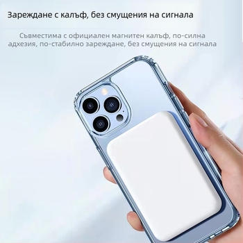 Ултра тънка магнитна безжична външна батерия 10000 mAh за iPhone 11–16