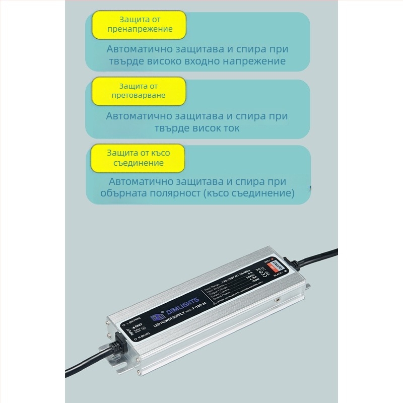 IP67 водоустойчив външен захранващ блок за LED лента 12V/24V – източник с постоянно напрежение, LED драйвер FG