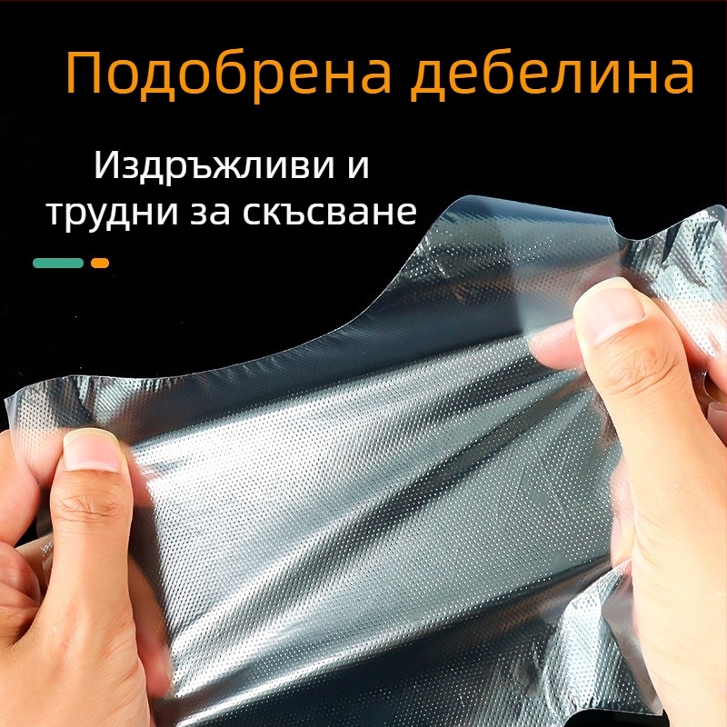 Еднократни прозрачни PE ръкавици, удебелени за медицински прегледи; подходящи за домашна употреба, обществено хранене, красота и фризьорство.