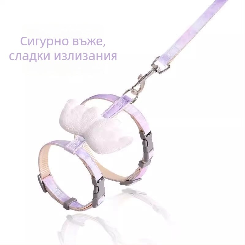 Котешка каишка с градиентен цвят, антизаплитане и защита срещу изплъзване за разходки навън