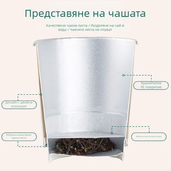 Еднократна ламинирана хартиена чаша с вградена чаша за чай за гости, подходяща за хотели и клубове (обем 201–300 ml)