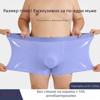 Мъжки безшевни боксерки от модал, голям размер, с копринена подплата, комфорт без усещане, средна талия, едноцветни