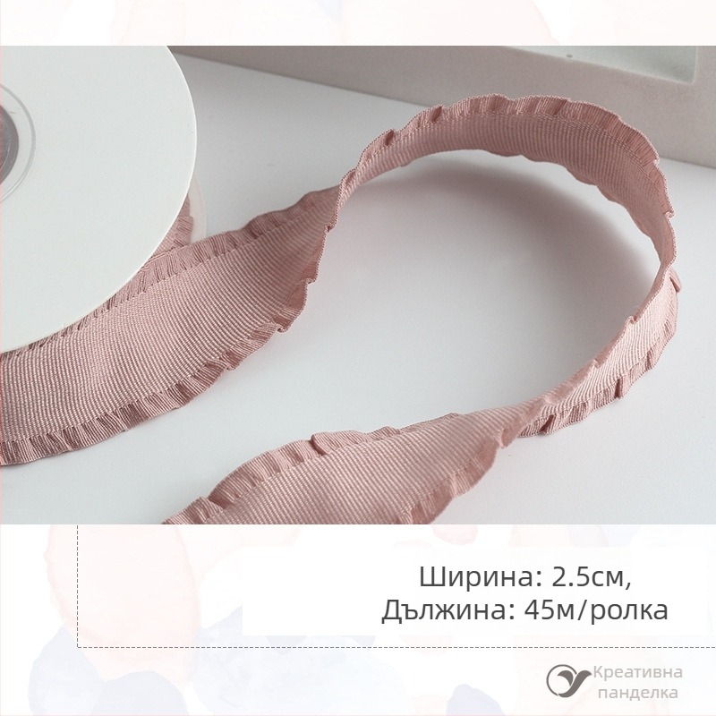 Полиестерна нессиметрична плетена лента за коса с декоративен ръб и корейска панделка