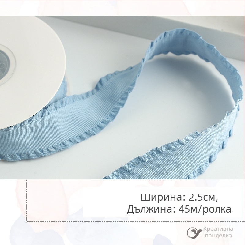 Полиестерна нессиметрична плетена лента за коса с декоративен ръб и корейска панделка