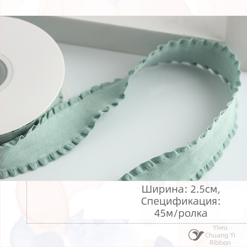 Полиестерна нессиметрична плетена лента за коса с декоративен ръб и корейска панделка