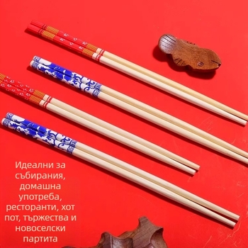 Еднократни удължени и дебели червени клечки за хранене, за сватбени тържества, кръгъл връх, луксозни прибори за хранене