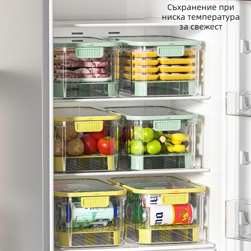 Преносим контейнер за храна със запазване на свежестта, запечатващ капак, за офис, пикник и разходки, голям капацитет, PET материал