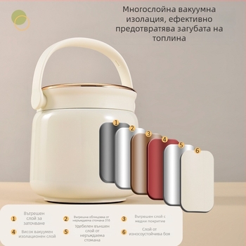 Изолирана кутия за обяд от 316 неръждаема стомана с прибори, портативна бенто кутия за офисни служителки