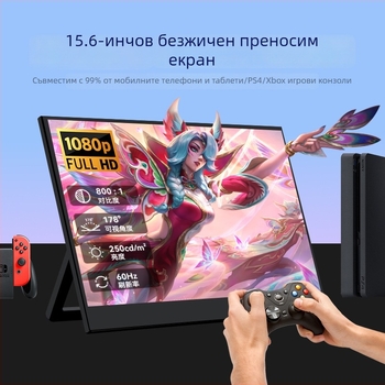 15,6-инчов безжичен преносим монитор с IPS панел, 1080p, 16:9, USB/HDMI интерфейси, лек 0,73 кг
