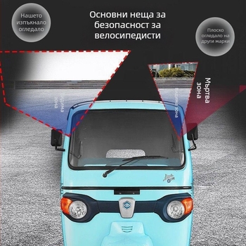 Задно огледало за триколка с 360° широкоъгълен обзор без мъртва зона, вакуумно-присосно конвексно огледало, голямо зрително поле, универсално