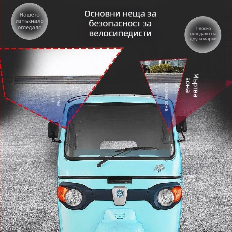 Задно огледало за триколка с 360° широкоъгълен обзор без мъртва зона, вакуумно-присосно конвексно огледало, голямо зрително поле, универсално