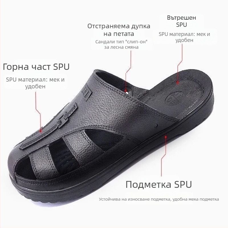 Антистатични чехли със затворен пръст за чисти помещения, SPU мека подметка