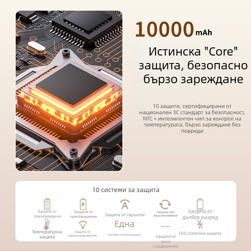 Patriot 3C-сертифициран преносим зарядно устройство, 10 200 mAh, бързо зареждане 22,5W, двупосочно зареждане