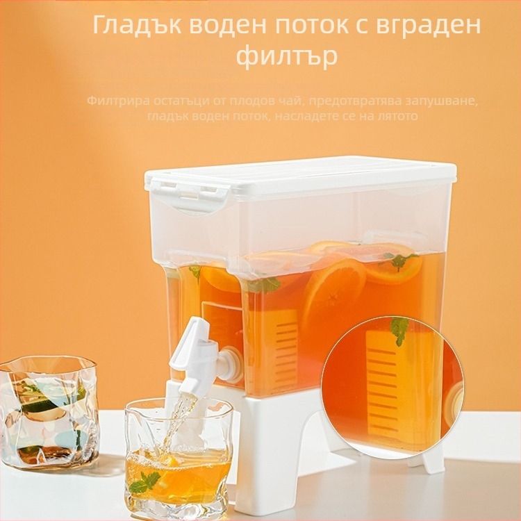 Rice Wood Студен воден чайник с кран и филтър — подходящ за хладилник, напитки и плодови чайове