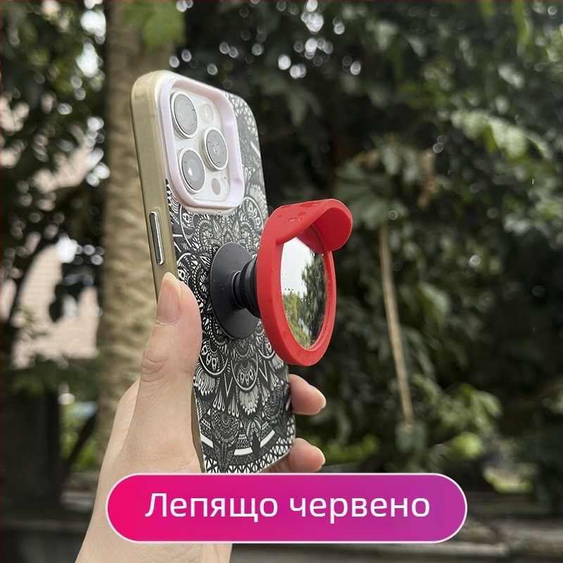 Магнитен държач за телефон с конвексно огледало и прибиращ се ъглов подставка с въздушен амортисьор, съвместим с MagSafe.