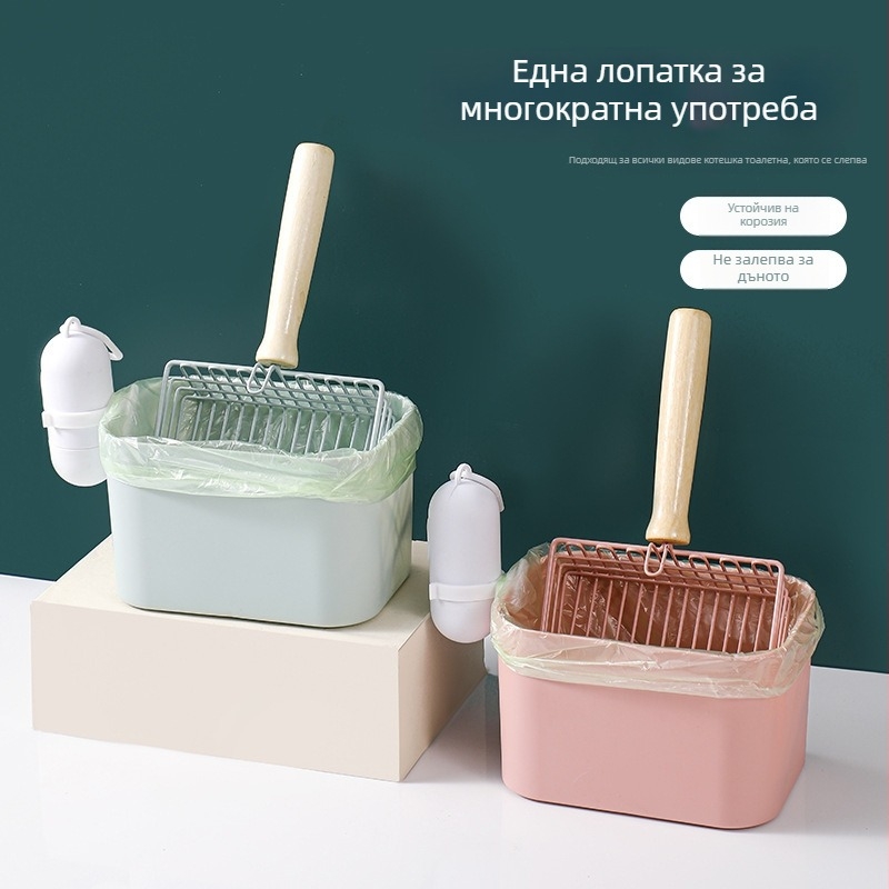Голяма лопатка за котешки пясък от неръждаема стомана с фини отвори, лопатка за котешки пясък с бентонитова руда