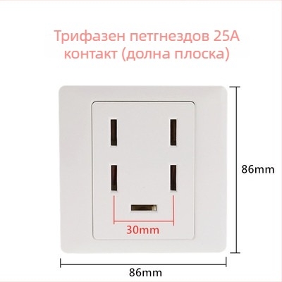 Тип 86 стенен електрически контакт 440V, трифазен петконтактен индустриален контакт, 380V петпинов щепсел за климатик