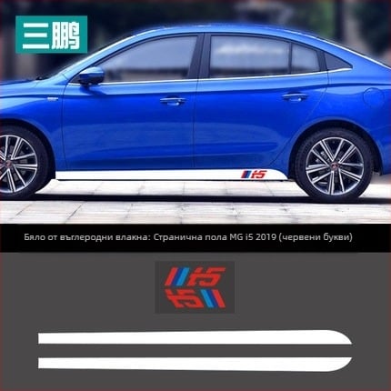 Карбонов страничен стикер за Roewe i5 (2019) – декоративен PVC стикер за долен кант на каросерията, многоцветен