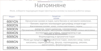 Касета филтър за газова маска 6001/6002/6003/6200, 5N11 прахоуловител памук