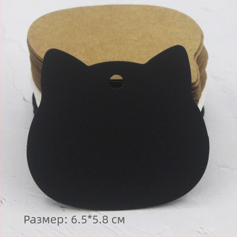 Празни етикети от крафт хартия с котешка форма, 100 бр, размер 6x6 см