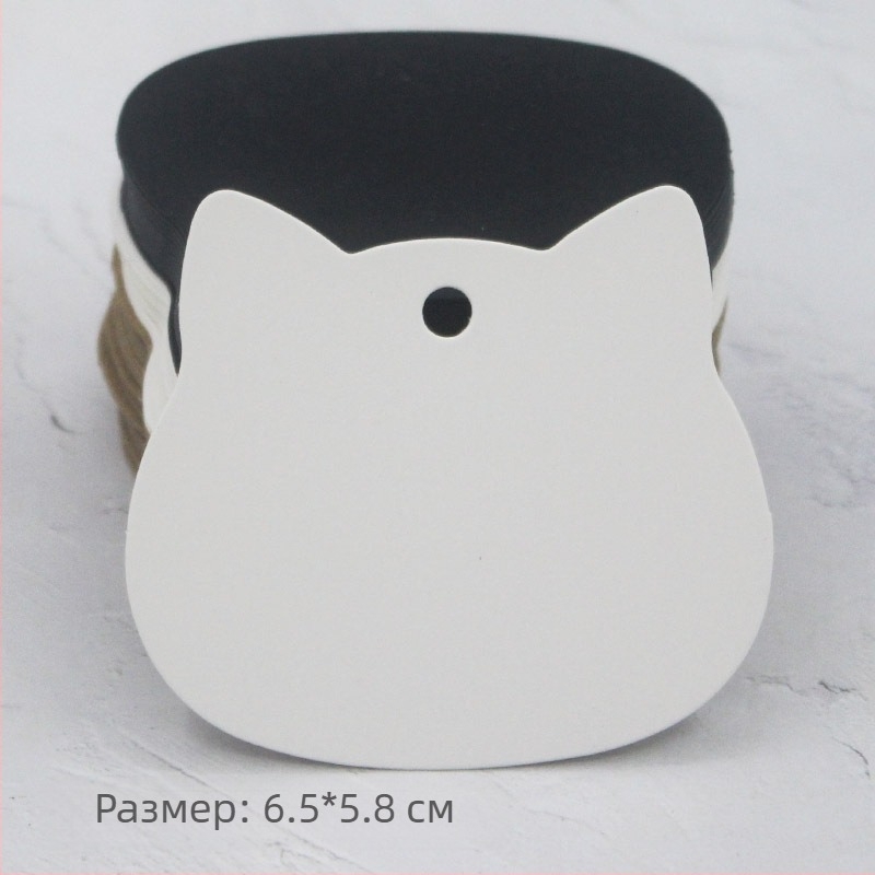 Празни етикети от крафт хартия с котешка форма, 100 бр, размер 6x6 см