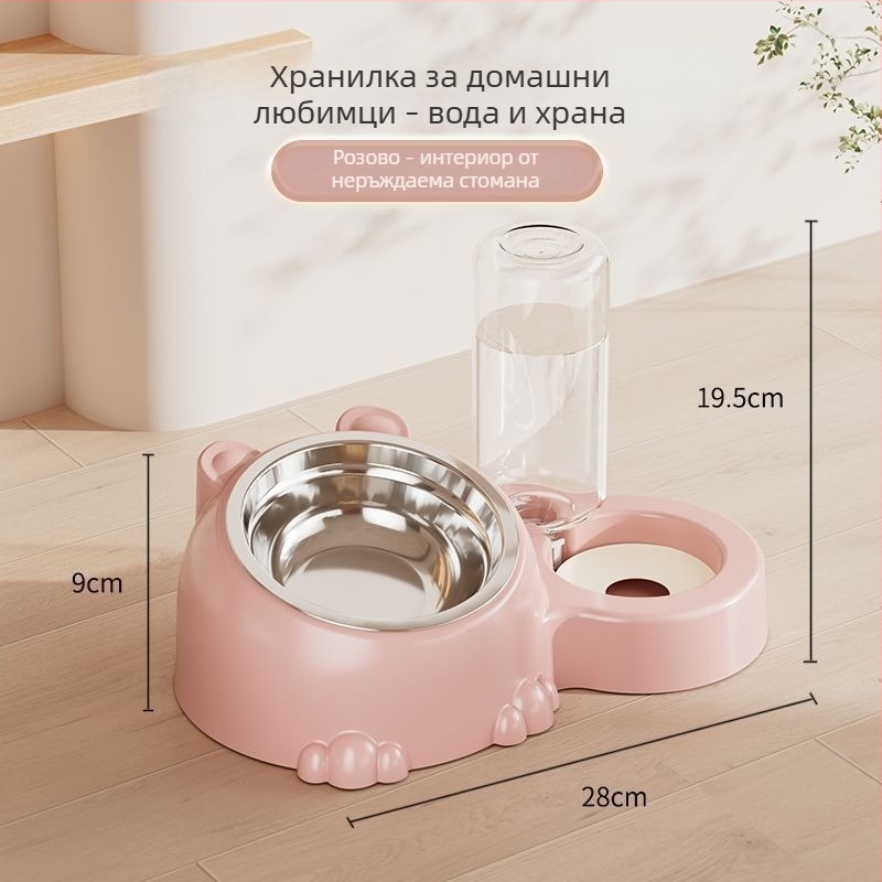 Автоматична двойна купа за вода и храна за домашни любимци, голям капацитет, от неръждаема стомана