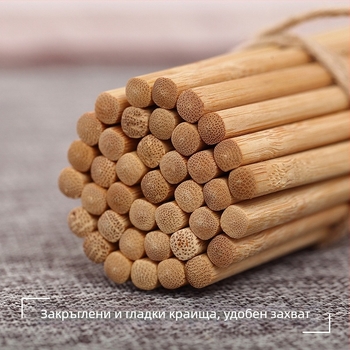 Еднократни карбонизирани бамбукови клечки за хранене със лъжица, лого отпечатано за доставка; подходящи за лапша, кетъринг и домашна употреба; удължени клечки за горещо ястие