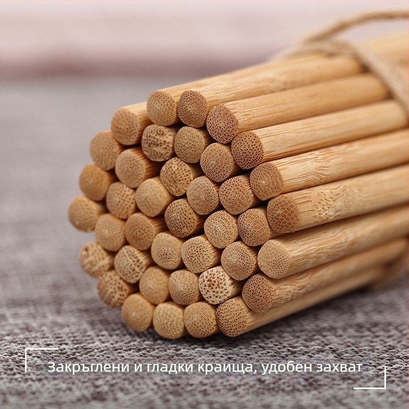 Еднократни карбонизирани бамбукови клечки за хранене със лъжица, лого отпечатано за доставка; подходящи за лапша, кетъринг и домашна употреба; удължени клечки за горещо ястие