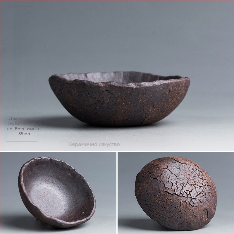 Ръчно изработена груба керамична чаша за чай, домашна употреба, голям размер