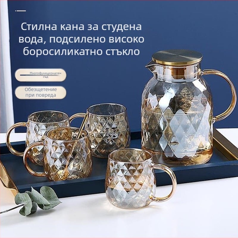 Японски стил, боросиликатно стъкло: комплект чайник за студено запарване за чай, сокове и напитки