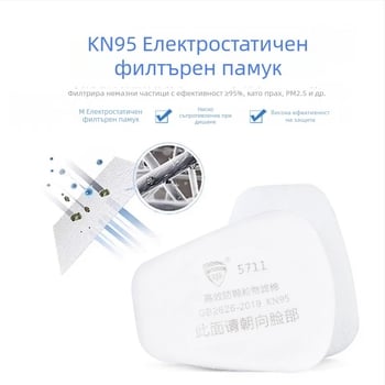 Комплект защитни маски с двойна канистра за прах и токсични газове, индустриално KN95 ниво, мек, лабораторно качество.